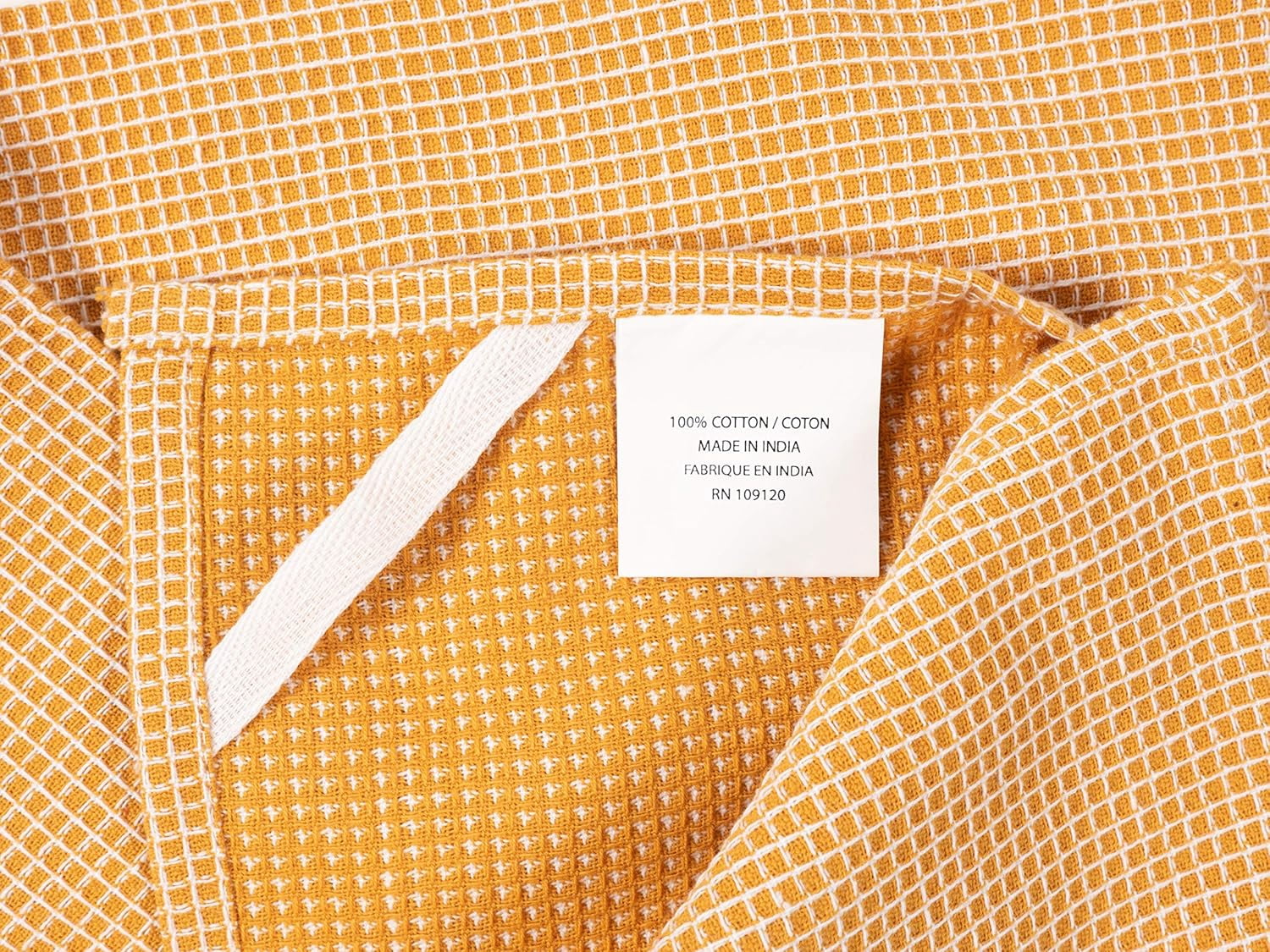 KAF Home Madison Cotton Kitchen Towels Set, Soft and Absorbent Dish Towels, 18” x 28”, Ochre, 4 Pack
