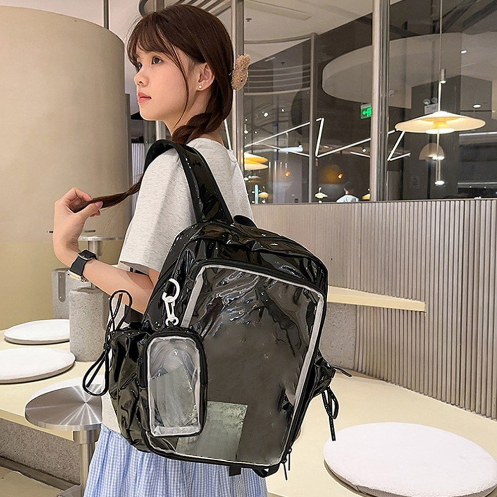 Hzzsbu Ita Bag Clear Backpack Heavy Duty PVC Transparent Backpack Multiple Pockets Bookbag for Concert Work Security Travel Festival