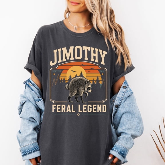 Retro Jimothy Raccoon Shirt, Funny Seattle Meme Legend, Feral Animal Tee Multicolor
