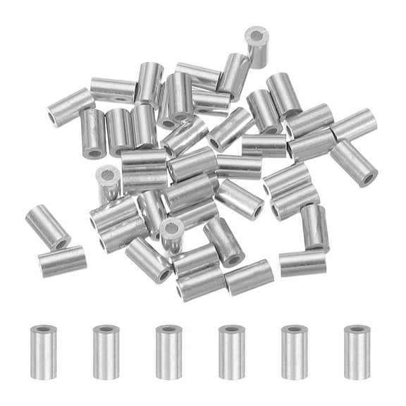 50Pcs 1/32" Aluminum Crimping Loop Sleeve for Wire Rope and Cable, Round