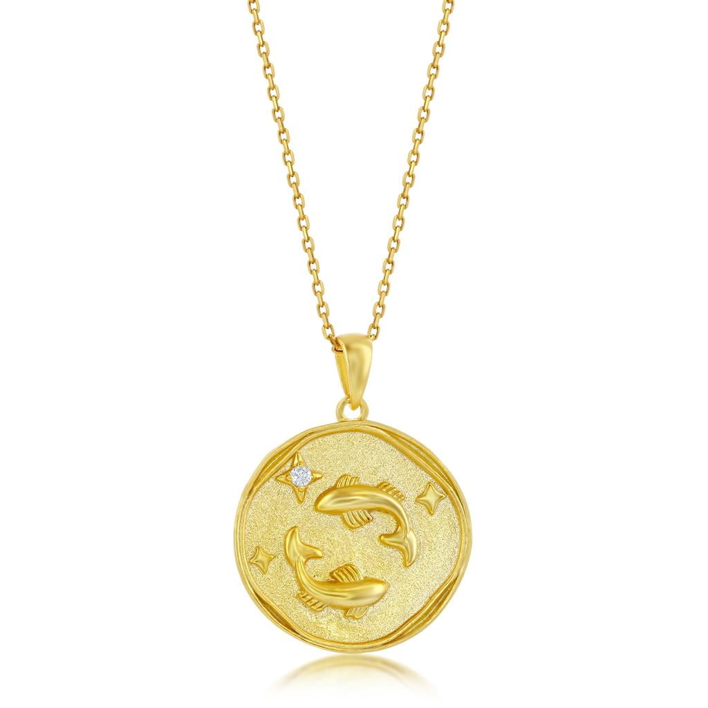 Gold pisces store pendant necklace