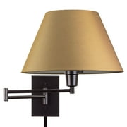Kira Home Cambridge 13" Swing Arm Wall Lamp - Plug In/Wall Mount, Golden Bronze Fabric Shade, Cord Covers, 150W 3-Way