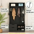 thumbnail image 3 of Aukfa Entryway Hall Tree w/ Bench & Shoe Storage, Brown, 3 of 8