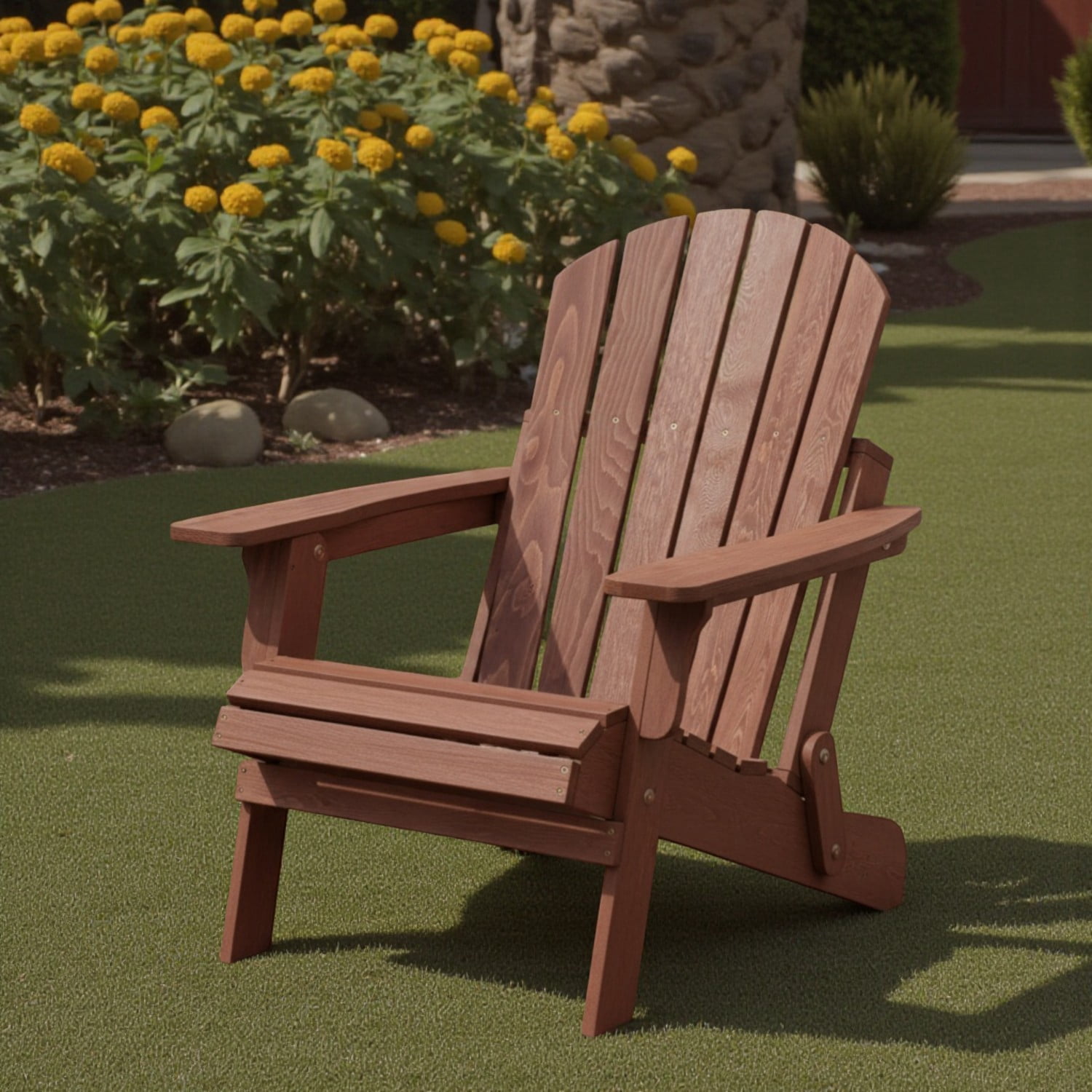 Tcbosik Wooden Adirondack Chair, Outdoor Folding Chair, Lawn Chair for Patio, Garden, Backyard, Coffee