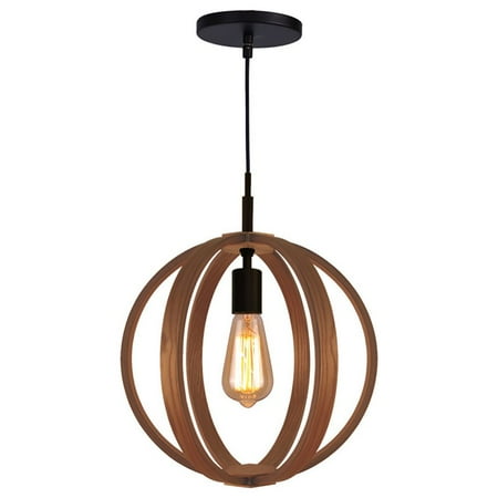 

Woodbridge Lighting Celestial 1 Light Wood Pendant in Bronze/Ash