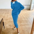 thumbnail image 2 of Lindreshi 2 Piece Sweat Suits for Women Women Casual Solid Knitting Slimming Hip Wrap Long Sleeve Turtleneck Sweaters Skirt Suit, 2 of 7