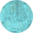 thumbnail image 1 of Ahgly Company Indoor Round Patchwork Light Blue Transitional Area Rugs, 5' Round, 1 of 4