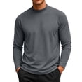 thumbnail image 6 of Enjoytime Mens T Shirts Mock Neck Stretch Long Sleeve Shirt Solid Fitted Lightweight Casual Fall Basic Tops, 6 of 6