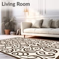 thumbnail image 2 of ODIKA 8'x10' Machine Washable Non-Slip Area Rug, Interlocking Marble Vein with Vintage Swirl Motifs High Traffic Rug, Brown, 599174, 2 of 7