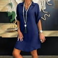 thumbnail image 2 of Jupes pour Femmes Mode Femmes Grande Taille Coton Lin Uni Col Rabattu Robe Chemise Ample, 2 of 5