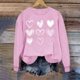 thumbnail image 2 of Penkiiy Chandail en Molleton Imprimé Cœur pour Femmes Manches Longues Col Rond Décontracté Vintage Amour Graphique Pull TP Rose, 2 of 4