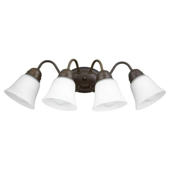4 Light Traditional Wall Mount with White Glass-7.5 inches H By 24 inches W-Oiled Bronze Finish Bailey Street Home 183-Bel-3399970