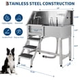 thumbnail image 4 of EDTara Dog Grooming Tub 34 Inch, Stainless Steel Bathing Station With Sliding Door and Stairs, Complete With Faucet and Rich Accessory Kit, Fits Medium and Small Pets for Home Washing, 4 of 7