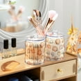 thumbnail image 3 of Yayeee 2 Pack Qtip Holder Bathroom Cotton Swab Canister with Lid Clear Dispenser Set, Beige Seashell, 3 of 6