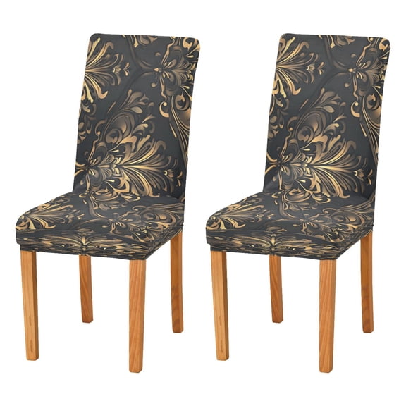BZSMCE Chairs Slipcovers Dining Chair Covers Elegant Black and Gold Pattern Creative Pattern