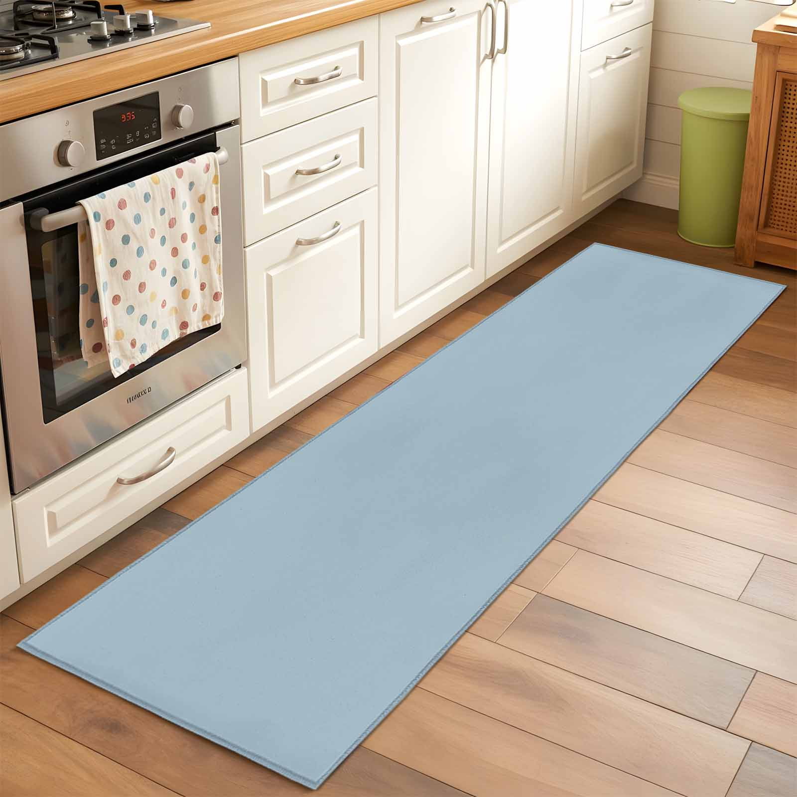 Sky Blue Runner Rug 2x6 FT, Non Slip Hallway Carpet, Modern Pure Winter Sky Blue Washable Soft Floor Carpet Non-Shedding Throw Runner Carpet Long Rug for Entryway Kitchen Bedside Sliding Door