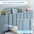 thumbnail image 2 of Bingirl Upholstered Twin Size Bed Frame with Bookcase Headboard - Blue, Wooden Slats Support, No Box Spring Needed, 2 of 5
