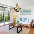 thumbnail image 4 of ACE-LIGHTS,5-Light Height Adjustable Modern Chandeliers with Vintage Geometric Wooden Frame(Bulbs Not Included),Farmhouse Light Fixture for Living Room,Dining Room,Bedroom,Kitchen,Office(Brown)., 4 of 9