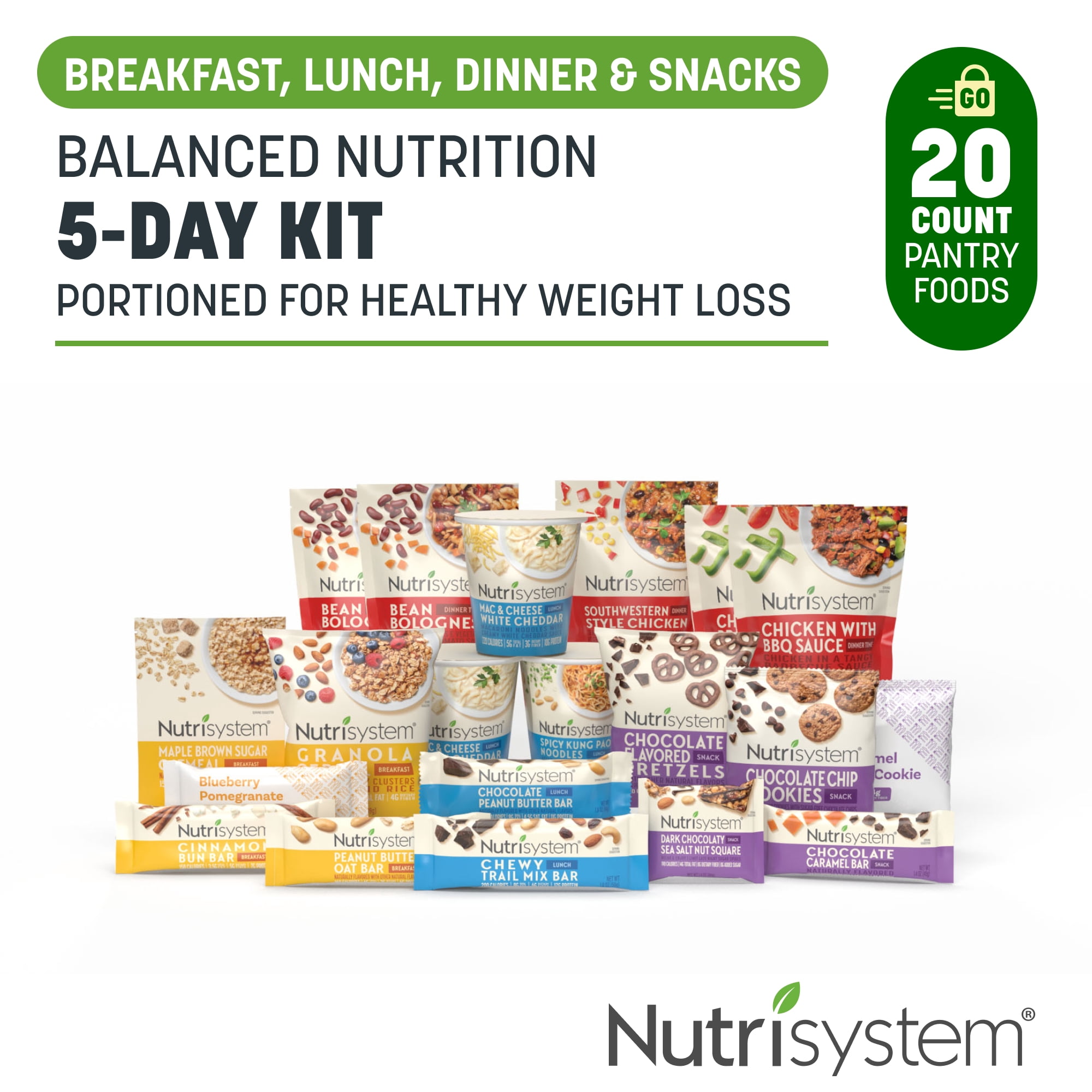 Nutrisystem Kickstart Balanced Nutrition 5-Day Protein Weight Loss Kit, Ready-to-Go Meals, 20 Pack