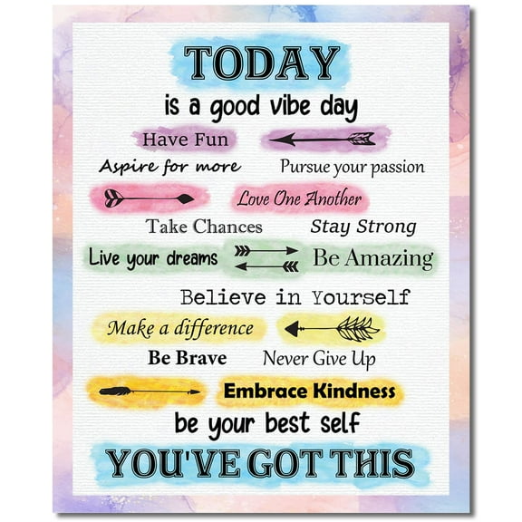 Villa Posh You've Got This Inspirational Poster Print on Canvas Style Cardstock - Unframed Daily Affirmation Motivational Wall Art with Printed Border (Watercolor)