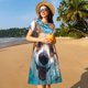 thumbnail image 4 of Balery Sea Swimming Corgi Vestidos sueltos de manga corta para mujer, vestidos de verano 2025, vestidos casuales de corte A con vuelo., 4 of 6