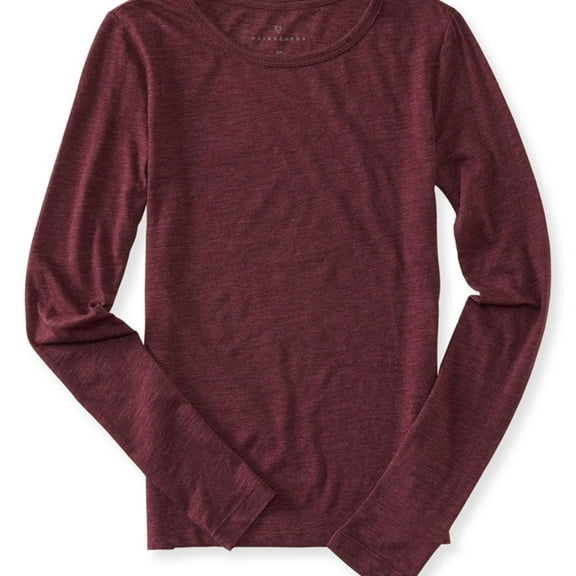 Aeropostale Womens Long Sleeve Basic T-Shirt, Red, Juniors, X-Small