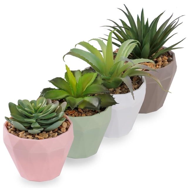 Macetas Decorativas Interior Planta Artificial Set 4pz Hogar Sky Green HJ4P4P080001