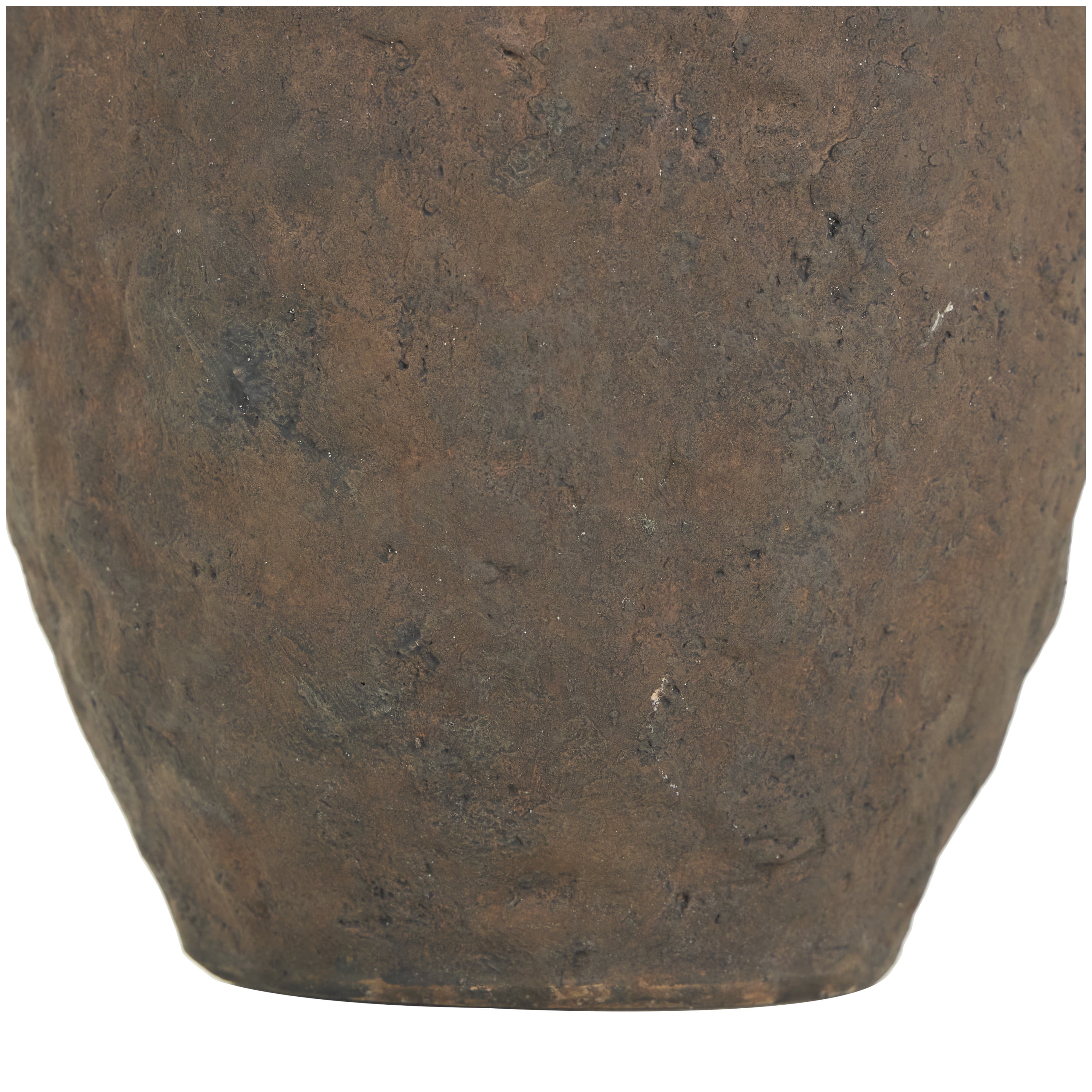 DecMode 14" Handmade Textured Dark Brown Ceramic Vase with Wide Rounded Handles
