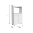 Kitchen Cart with Storage, White Rolling Kitchen Island, Microwave