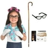 Party City 100th Day of School Grandma Costume Kit with Cane and Accessories
