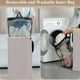 thumbnail image 5 of Cesta de lavandería plegable extra grande con tapa, capacidad de 110L, asa de bambú, bolsa interior extraíble, paño beige, a prueba de lluvia, diseño resistente para baño, hogar, 28.74x15.94x12.99, 5 of 7