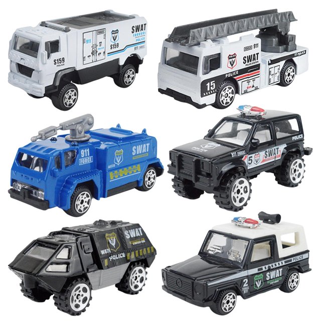 Vogacara Coche vehículo modelo helicópteros edificio educativo juguete para estante decoración estilo B Juguetes APLASTAR 6 piezas