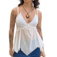 thumbnail image 3 of Coduop Women Summer Basic Camisole Vest Irregular Hem Lace Patchwork Casual Sleeveless Tops, 3 of 8