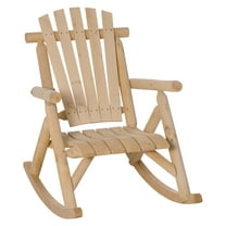 Outdoor Wooden Rocking Chair, Single-Person Rustic Adirondack Rocker with Slatted Seat, High Backrest, Armrests for Patio, Garden and Porch, Natural