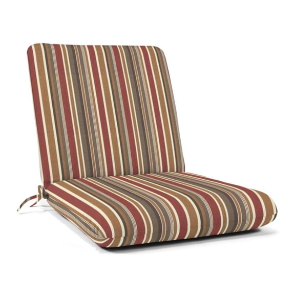 Casual Cushion Outdoor Club Chair Cushion, Striped Sunbrella Fade-Resistant for Patio Club Chairs & Deep-Seat Loungers, 22"W x 22"D, 3.5" thick; Back 22"W x 22"H, 3.5" thick, Brannon Redwood