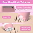 thumbnail image 2 of Bikini Trimmer for Women, Dual Head Electric Razors, Waterproof Pubic Hair Trimmer,Rechargeable Painless Silk Glide Pro Shaver for Underarm Leg Arm Body Face, Cherry, 2 of 7