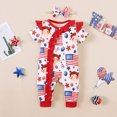 thumbnail image 2 of AINIYS Baby Summer Striped Romper Sleeveless Button Loose Playsuit Cotton Linen Jumpsuit Red 9 Months, 2 of 8