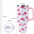 thumbnail image 2 of 40 oz Tumbler with Handle and Straw, Stainless Steel Insulated Cup with Leak Proof Lid and Straw Lid, Keep Drinks Cold and Hot for Hours(Flamingo), 2 of 6