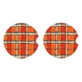 thumbnail image 4 of Round Ceramic Car Coasters 2 Pack Absorptive Clean Cork Bottom For Anti-Slip Use On Most Cars Orangered Houndstooth Checkered Hand-Drawn Sketch_3, 4 of 8