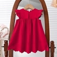 thumbnail image 5 of Ulanda Girls Sleeveless Bowknot Dress Scalloped Hem Casual Dresses 2026 Fashion Summer Twirl Dress for Toddler Kids (Wine, 18-24 Months), 5 of 7