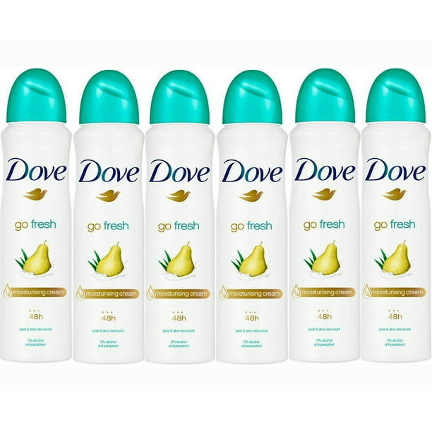 6 Pack Dove Go Fresh Pear & Aloe Antiperspirant Deodorant Spray, 150ml
