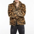 thumbnail image 2 of Christmas Clearance! ZVNAΖH Mens Warm Faux Fur Coat Full Zip Leopard Print Outerwear Winter Stand Collar Fuzzy Coat, 2 of 9