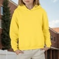 thumbnail image 2 of Girls Long Sleeve Solid Color Hooded Pullover Top For Kids And Tweens Casual Comfortable Sweatshirt 8-9 Years Yellow, 2 of 8