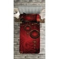 thumbnail image 4 of Ambesonne Christmas Quilted Bedspread Set 2 Pcs, Yuletide Celebration, Twin Size, Yellow Ruby Burgundy, 4 of 4