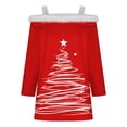 thumbnail image 5 of Puntoco Camiseta con estampado navideño de hombros descubiertos y estilo casual para mujer, 5 of 5
