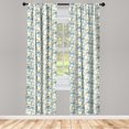 thumbnail image 2 of Ambesonne Vintage Summer Curtains, Lemons Branches Love, Pair of 28"x95", Pastel Brown and Cadet Blue, 2 of 4