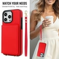 thumbnail image 4 of For iPhone 11 Pro PU Case for Women Girls, Crossbody Wallet Case with Card Slot Lanyard & Wrist Strap Shockproof Purse Flip Back Kickstand Case For iPhone 11 Pro,Red, 4 of 8