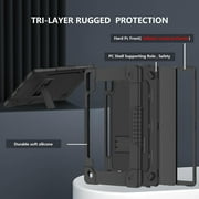 Kebiory for Lenovo Tab P12 12.7 Inch 2023 Tablet Case,Shoulder Strap Soft Silicone & Hard Back Hybrid Shockproof Protective Case for Lenovo Tab P12 TB-370FU/Xiaoxin Pad Pro TB-371FC (Black/Black)
