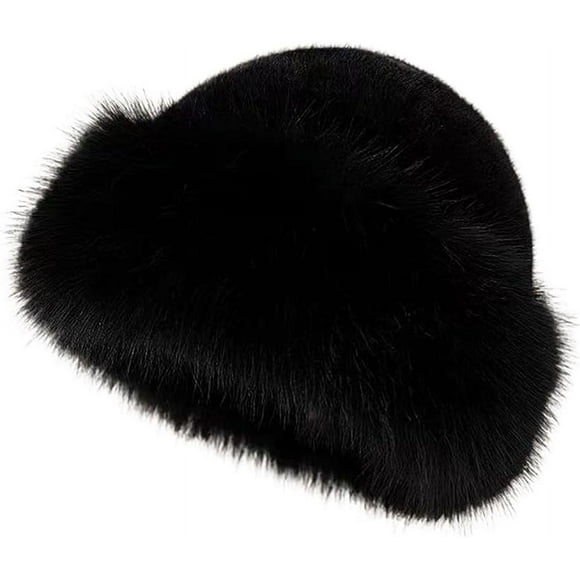 Woeilo Winter Faux Fur Hat for Women Fluffy Soft Russian Hat Faux Fur Trimmed Warm Cap