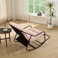 thumbnail image 5 of Outdoor Rocking Chair with Thick Cushion, Comfy Steel Frame Patio Rocker, Adjustable Swing for Living Room Reading Room, Black Frame, Pink, 5 of 13